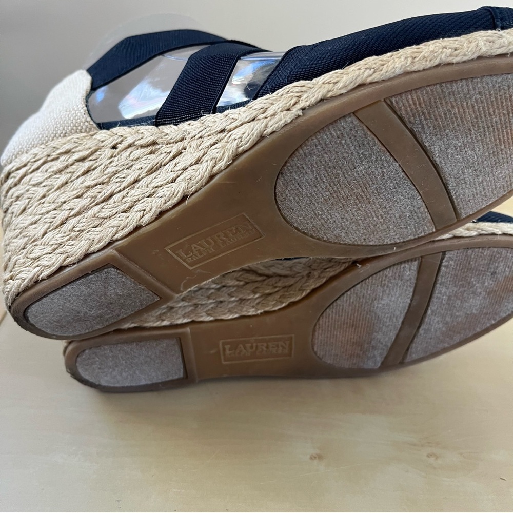 Lauren Ralph Lauren Dark Navy Espadrille Wedge Sandals - Picture 6 of 8
